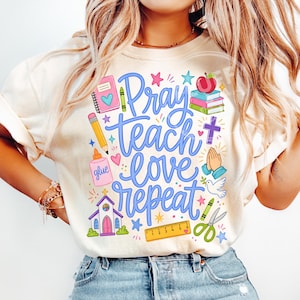 Christian Teacher Shirt, Comfort Colors Sunday School Tshirt, Religious Faith Based Educator Gift, Catholic Elementary School Womens Apparel