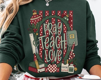 Christmas Christian Teacher Sweatshirt, Holiday Bible Sunday School Sweater, Faith Based Educator Xmas Gift,Elementary School Womens Apparel