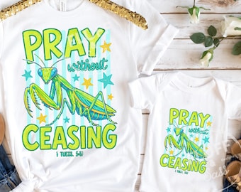 Camiseta cristiana para mamá e hija, camisetas de oración a la moda, camisetas a rayas con insectos a juego, regalo religioso para mamá, camiseta con versículo bíblico, camiseta de Jesús Mamá