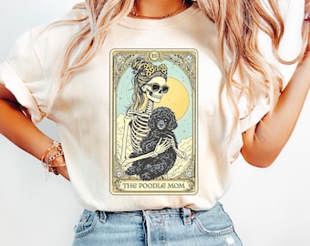 Gothic Poodle Shirt, Comfort Colors Poodle Dog Mom Tarot Card T-shirt, Poodle Skeleton Tee, Poodle Mama Shirt, Mothers Day Gift For Dog Mom