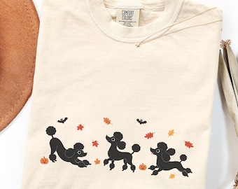 Halloween Poodle Shirt, Standard Poodle Fall Leaves Tee, Cute Halloween Dog Tee, Comfort Colors Autumn Poodle Shirt, Cozy Poodle Lover Gift