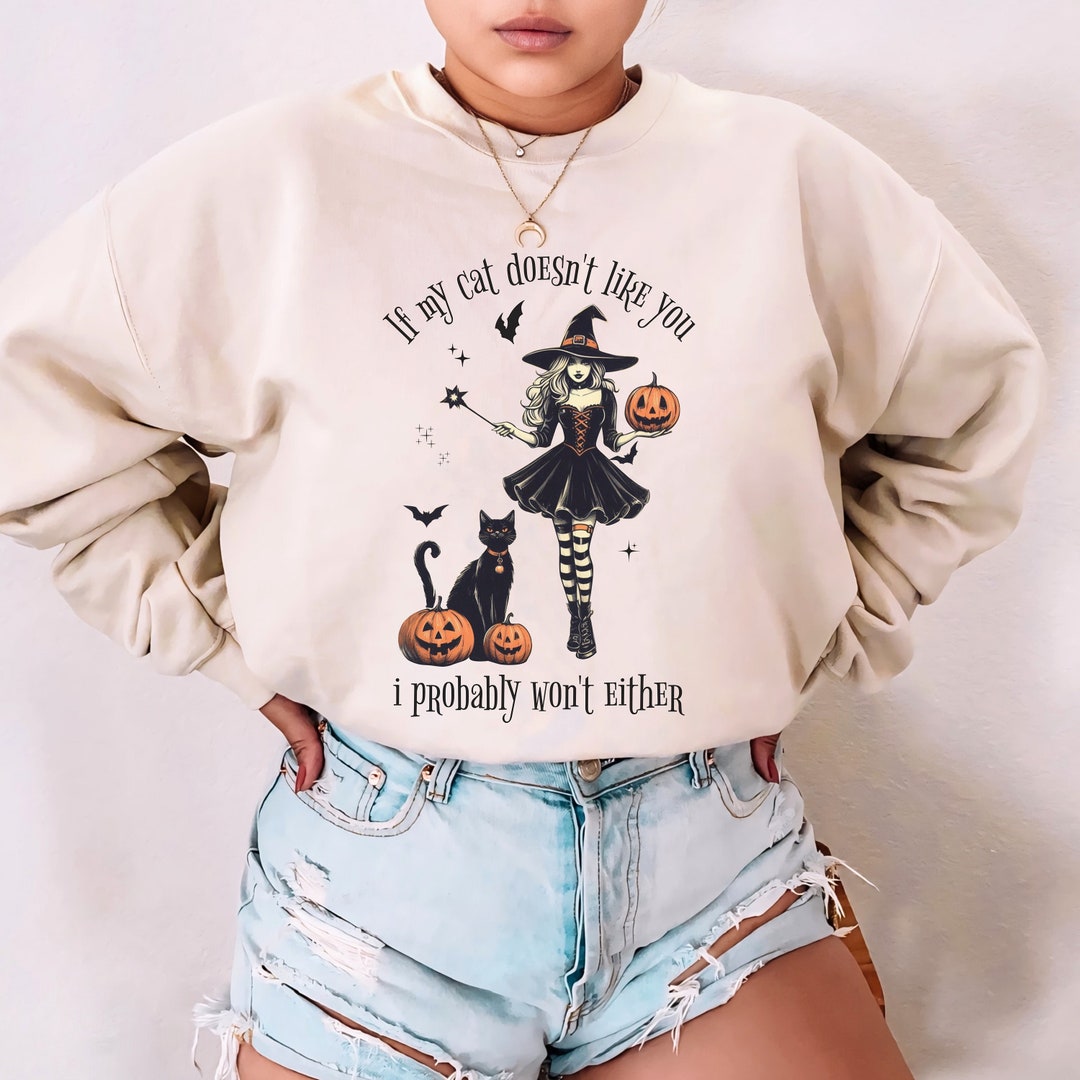 Casual Quilted Jacket with Black Cat Halloween Print main image 0
