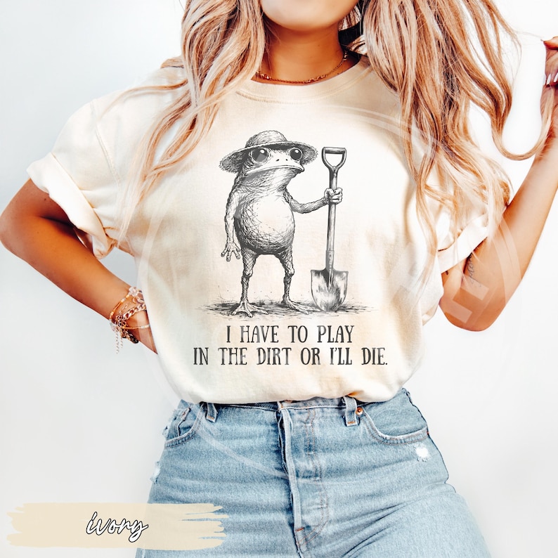 Funny Gardener Shirt, Frog Meme Garden Lovers Shirt, Weird Gardening Mom Gift, Comfort Colors Backyard Gardener Tshirt, Funny Plant Tee Ivory