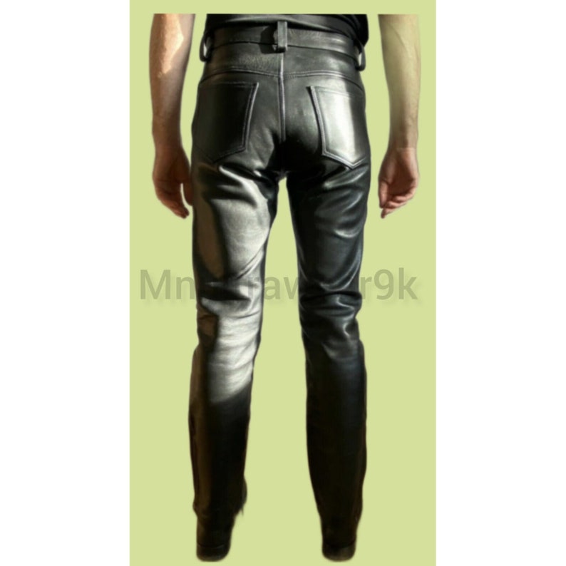 Mens Fashion Faux Leather Slim Fit Trousers Pants - Buy Made Men's