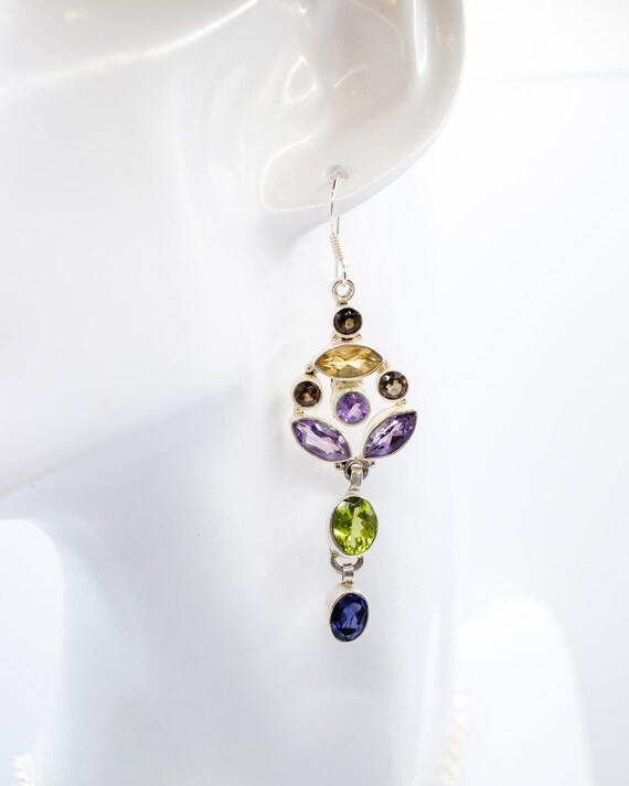 Large Multigemstone Statement Pendant & Earrings … - image 4