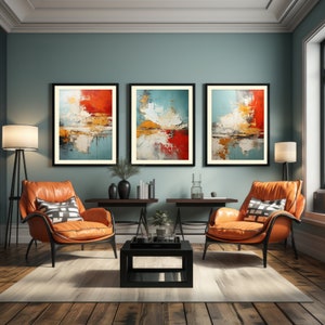 Abstract Symphony Series: Faded Glory Collection | PRINTABLE modern abstract wall art triptych, abstract painting digital download