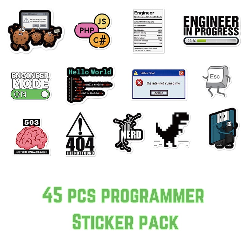 Programming 45 Pc Stickers Pack, Tech Nerd Geek Gift, Coding Developer ...