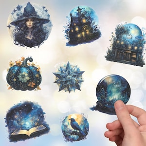 18 Pcs Dark Magic Sticker Pack, Cottage Witch Mythical Stickers, Halloween Skull Witchcraft, Journaling, Notebook, Laptop, Bottle Stickers