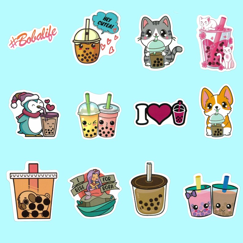 Boba Bubble Tea 45 Pc Sticker Pack, Funny Bubble Tea Stickers, Teachers ...