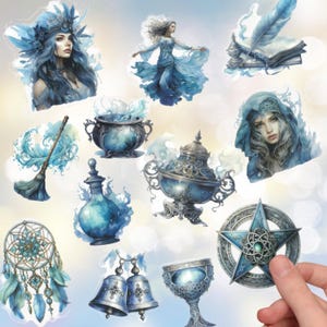 18 Pc Arctic Witch Sticker Pack, Cottage Witch Mythical Stickers, Halloween Skull Witchcraft, Dark Magic, Notebook Laptop, Bottle Stickers