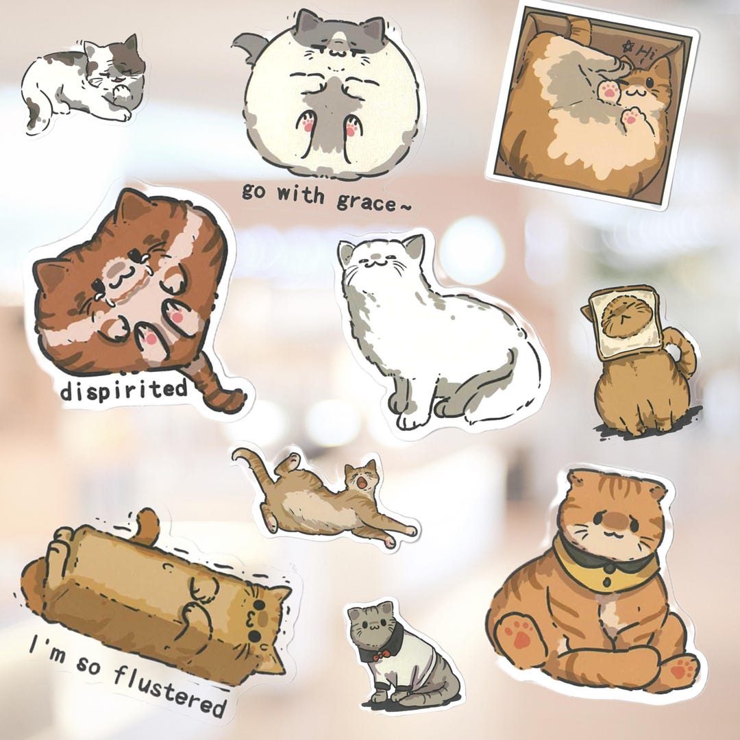 45 Pcs Funny Emotional Cats Stickers, Cat Lover Gift, Cat Mom Gift ...