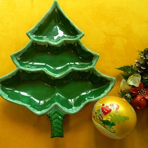 Vintage Ceramic Christmas Tree Cookie or Candy Plate