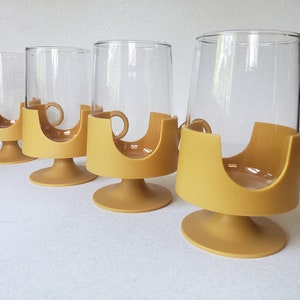Vintage MCM 1970s Glas-Snap Mugs by Corning set of 4