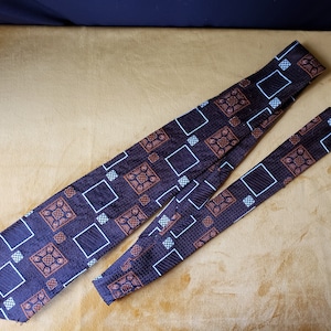 Vintage 1970s Brown and Orange Geometric Men&#39;s Necktie