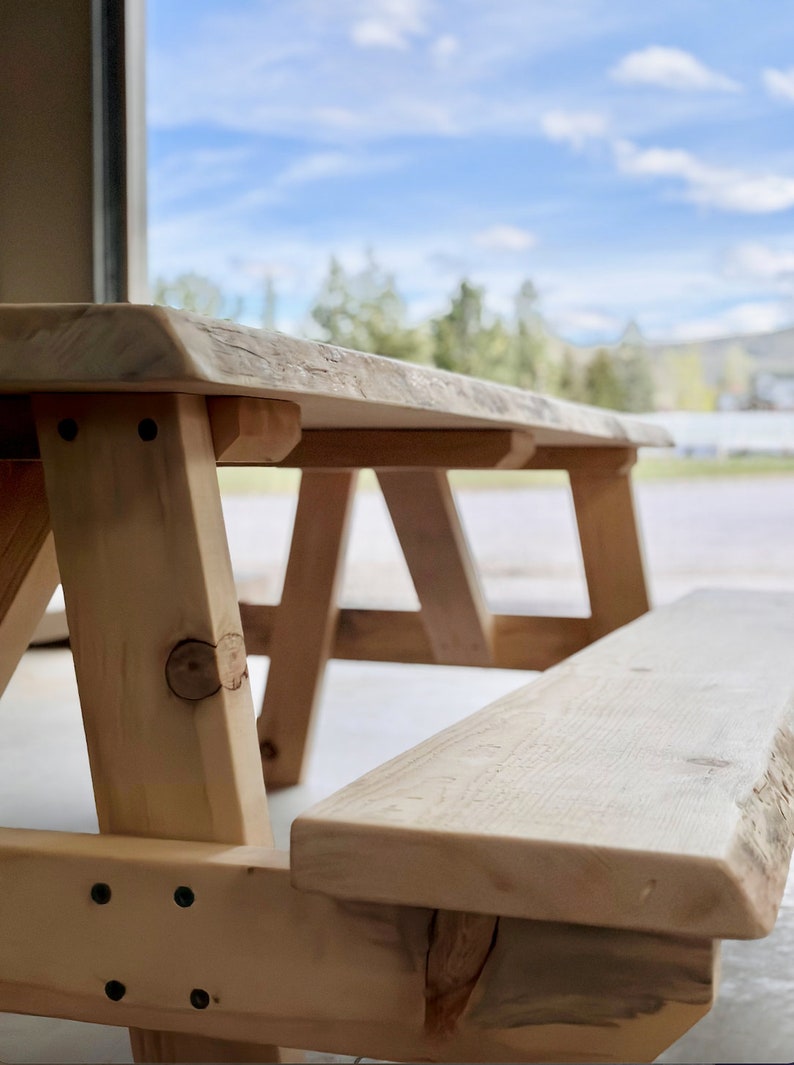 Live Edge Solid Wood Picnic Table Etsy