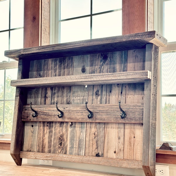 HAT/COAT RACK - Reclaimed Barnwood Wall Unit