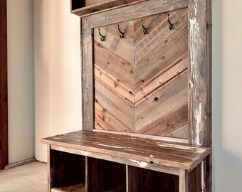 ENTRY BENCH with shoe cubbies and hooks