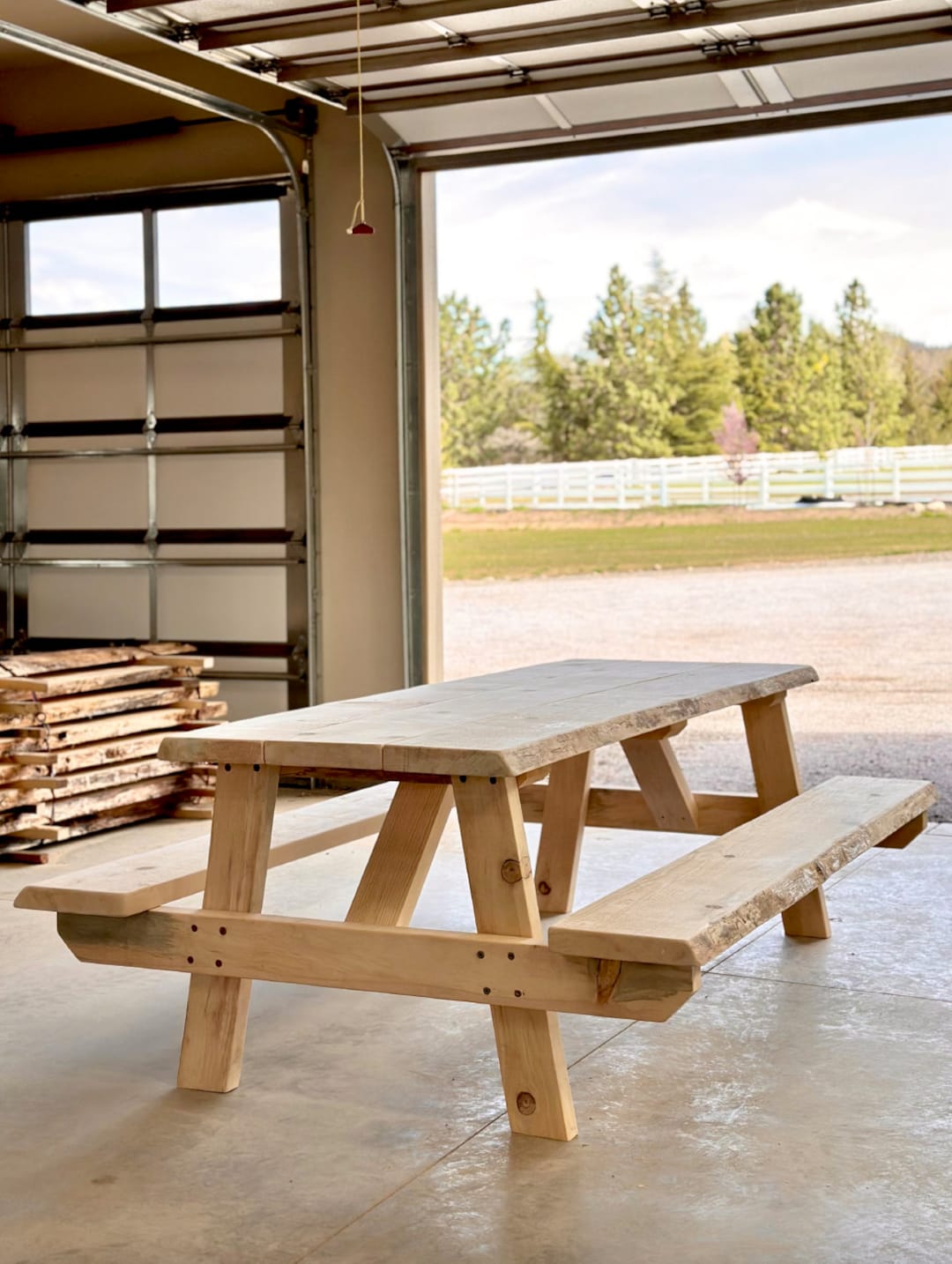 Live Edge Solid Wood Picnic Table Etsy