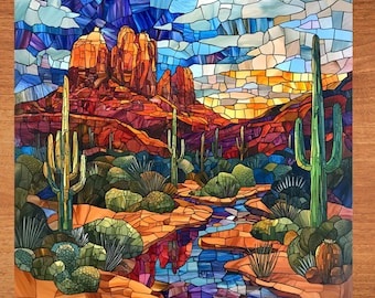Sedona Red Rocks Ceramic Art Tile Beautiful Vista Gift for Traveler Nature Lover Bookshelf Decor Wall Art
