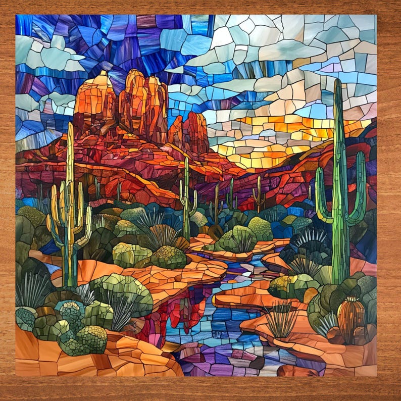 Red Rocks Artistic Design Sedona Red Rocks Ceramic Art Tile Beautiful Vista Gift for Traveler ...