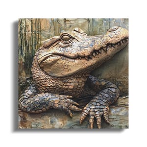 Krokodil Wall Art 12 x 12 Gallerie-Verpackung für Outdoorsman Man Cave Kunstwerk Naturliebhaber Jäger Geschenk für Ihn Der Vatertag