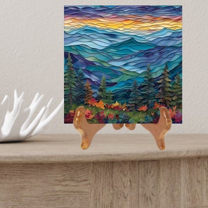 Greaty Smoky Mountains Glossy Ceramic Tile Art Gift for Nature Park Lover Bookshelf Decor Bild 2