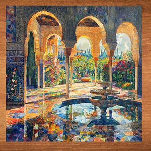Alhambra Palace Ceramic Art Tile Beautiful Vista Gift for Traveler Nature Lover Bookshelf Decor Wall Art