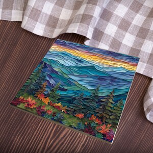 Greaty Smoky Mountains Glossy Ceramic Tile Art Gift for Nature Park Lover Bookshelf Decor Bild 4