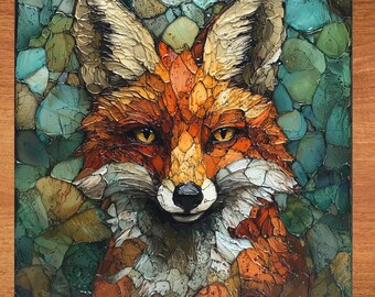 Fox Outdoorsman Decor Ceramic Art Tile Wall Art for Man Cave Gift for Hunter Husband Nature Lover Big Game