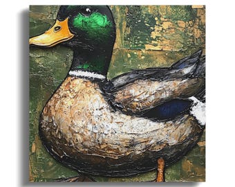 Muurkunst Mallard Duck 12 x 12 galerijomslag voor buitenmens man grotkunstwerk natuurliefhebber jager Cadeau voor hem Vaderdag