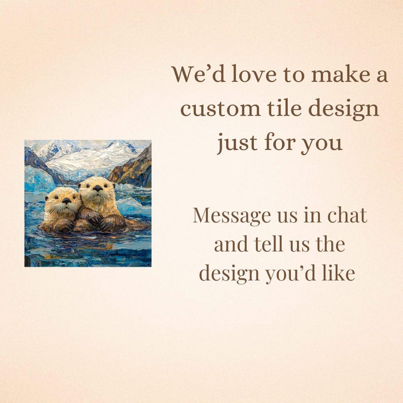 Sea Otters Glacier Bay Ceramic Art Tile Beautiful Vista Gift for Traveler Nature Lover Bookshelf Decor Wall Art image 10