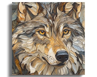 Wolf Wall Art 12 x 12 Gallery Wrap for Outdoorsman Man Cave Artwork Nature Lover Hunter Gift for Him Fathers Day