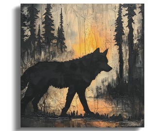 Wolf Wall Art 12 x 12 Gallery Wrap for Outdoorsman Man Cave Artwork Nature Lover Hunter Gift for Him Fathers Day