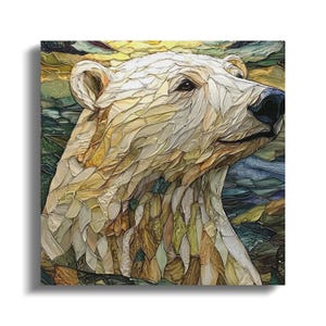 Polar Bear Wall Art 12 x 12 Gallery Wrap for Outdoorsman Man Cave Artwork Nature Lover Hunter Gift for Him Fathers Day