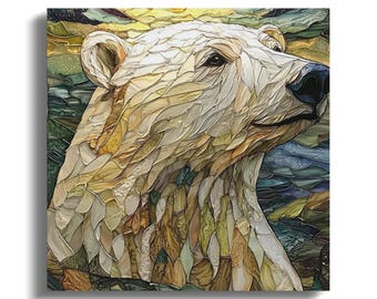 Cuadro de oso polar de 30 x 30 cm (12 x 12 pulgadas) con marco tipo galería. Ideal para amantes de la naturaleza, aficionados a la naturaleza y cazadores. Regalo perfecto para el Día del Padre.