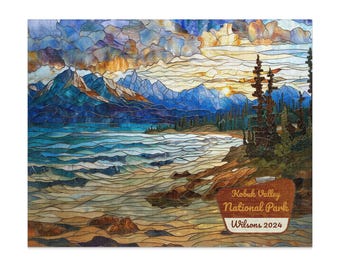 Rompecabezas del Parque Nacional del Valle de Kobuk con mensaje personalizado, hermoso diseño de vidriera, regalo para amantes de la naturaleza.