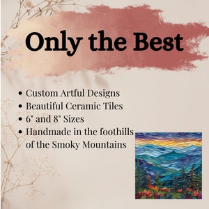 Greaty Smoky Mountains Glossy Ceramic Tile Art Gift for Nature Park Lover Bookshelf Decor Bild 5