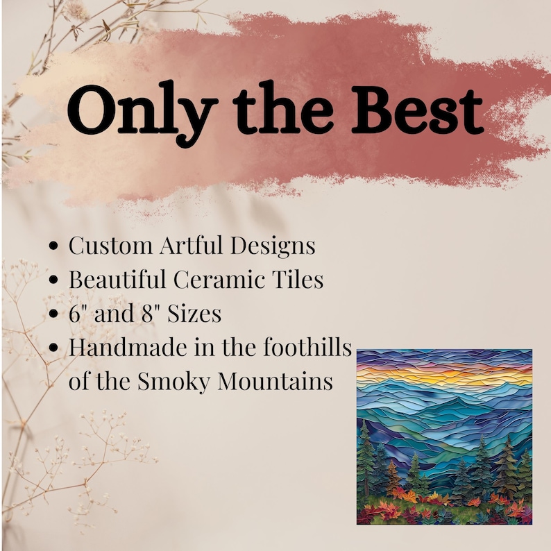 Greaty Smoky Mountains Glossy Ceramic Tile Art Gift for Nature Park Lover Bookshelf Decor Bild 5