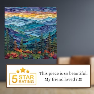 Greaty Smoky Mountains Glossy Ceramic Tile Art Gift for Nature Park Lover Bookshelf Decor Bild 3