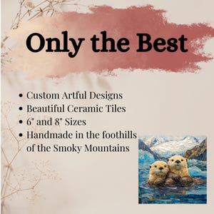 Sea Otters Glacier Bay Ceramic Art Tile Beautiful Vista Gift for Traveler Nature Lover Bookshelf Decor Wall Art image 4