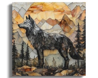 Wolf Wall Art 12 x 12 Gallery Wrap for Outdoorsman Man Cave Artwork Nature Lover Hunter Gift for Him Fathers Day