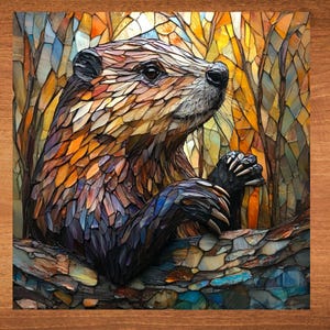 Beaver Outdoorsman Decor Ceramic Art Tile Wall Art for Man Cave Gift for Hunter Husband Nature Lover Big Game