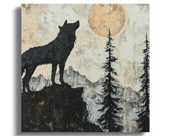 Wolf Wall Art 12 x 12 Gallery Wrap for Outdoorsman Man Cave Artwork Nature Lover Hunter Gift for Him Fathers Day