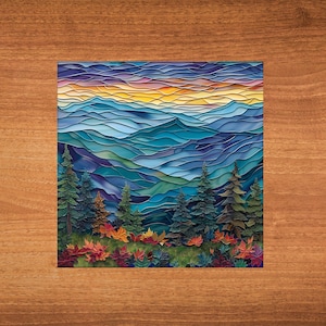 Greaty Smoky Mountains Glossy Ceramic Tile Art Gift for Nature Park Lover Bookshelf Decor Bild 8