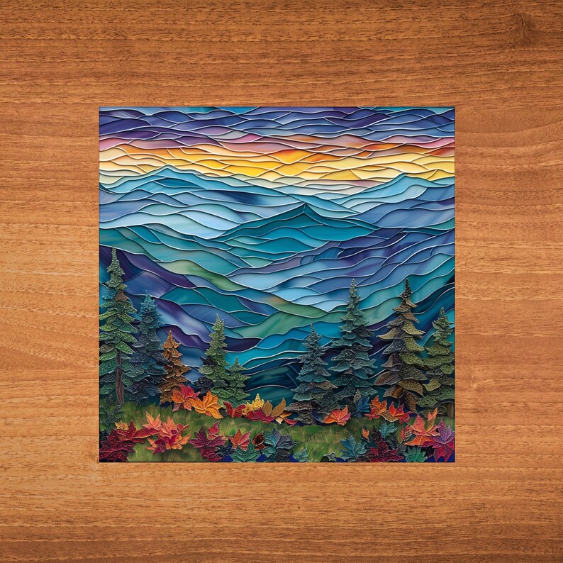 Greaty Smoky Mountains Glossy Ceramic Tile Art Gift for Nature Park Lover Bookshelf Decor Bild 8