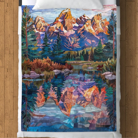 Grand Teton National Park Fleecedecke – 147x127cm, 50% Berber-Fleece & 50% Mikrofaser