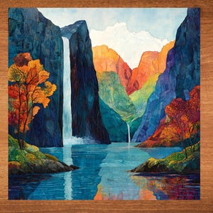 Fjords Norway Ceramic Art Tile Beautiful Vista Gift for Traveler Nature Lover Bookshelf Decor Wall Art