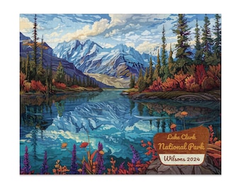 Rompecabezas del Parque Nacional Lake Clark 1 con mensaje personalizado, hermoso diseño de vidriera, regalo para amantes de la naturaleza.