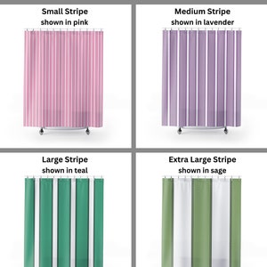 Decorative Shower Curtain: Vertical Stripes; 4 Stripe Patterns and 5 Colors to Choose From