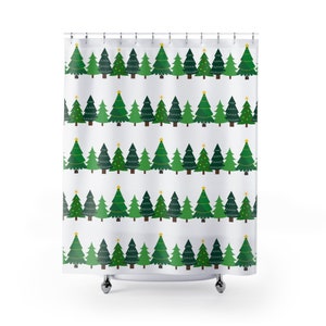Christmas / Winter Shower Curtain: Christmas Tree Forest